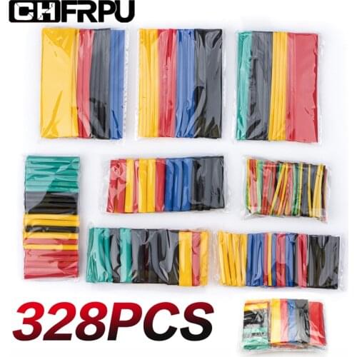 328 pcs/bag heat shrinkable tube kit shrink various polyolefin insulation sleeve heat shrinkable tube wire and cable 8 size 2: 1
