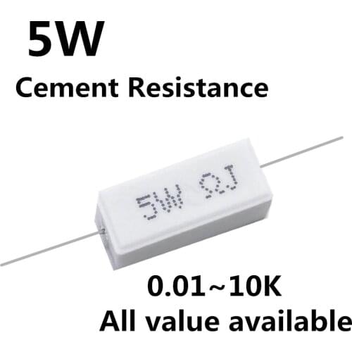 5pcs 5W 39 47 51 56 75 82 100 120 150 ohm 39R 47R 51R 56R 75R 82R 100R 120R 150R Ceramic Cement Power Resistance Resistor 5