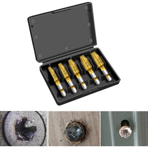5pcs Easily Take Out Demolition Tools Hex Handle Damaged Screw Extractor Drill Bits Reverse Screw Remover Tools
