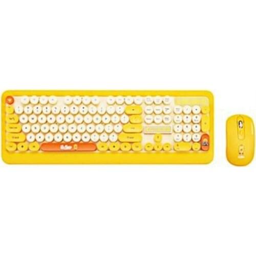 Cartoon Retro Wireless Keyboard Mouse Waterproof USB Optical Wireless Keyboard Mouse Kit for Laptop