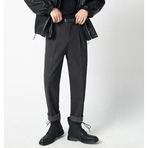 British Mens Loose Woollen Casual Pants In Autumn And Winter 2020 Straight Pants Trend Streetwear Trousers Hot Sale