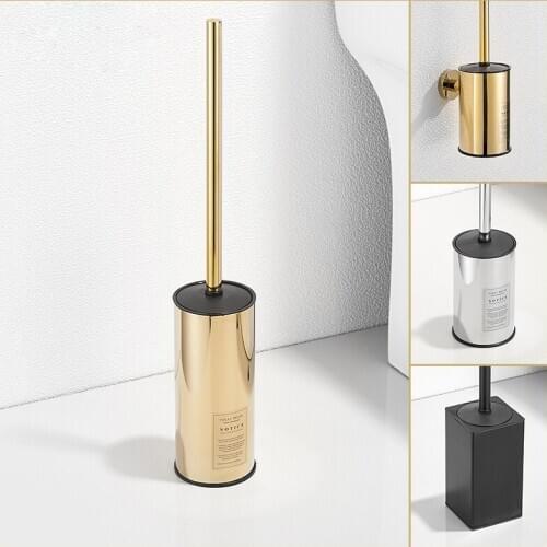 Toilet Brush Holder Gold 304 Stainless Steel Black Bath Toilet Scrub Cleaning Brush Holder Set with brush Bathroom accessories