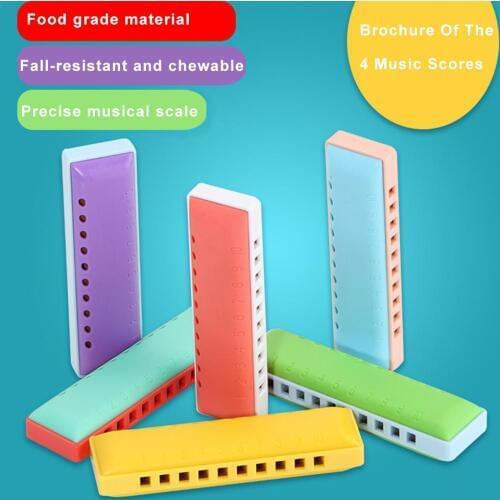 Dual-color 10-hole Plastic Harmonica Mouth Organ Puzzle Instrument Early Education Toy For Children