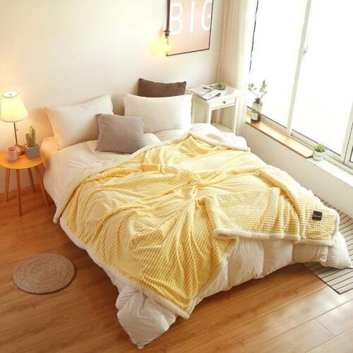 Snow Fleece Double-Layer Lamb Velvet Blanket Travel Navy Khaki Sofa Throw Blankets Air Condition