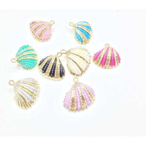 Eruifa Hot sell 5pcs 15-20mm Conch Natural Gold Shell Charms Wholesales necklace,earring bracelet jewelry DIY handmade