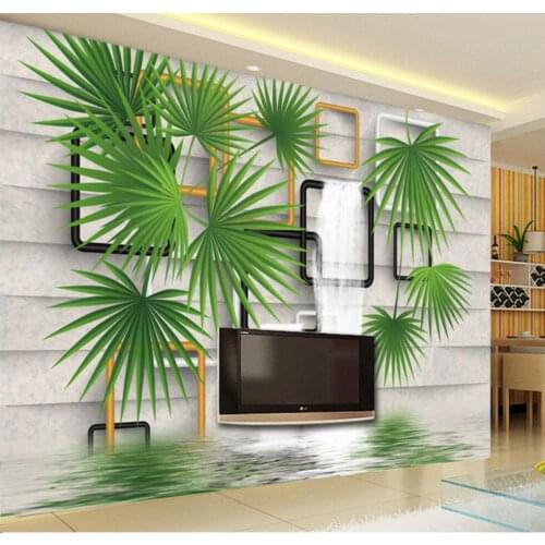 Beibehang Custom Photo Wallpaper Leaf cube Tropical Rainforest leafmodern TV Sofa Background wall 3d Wallpaper papel de pared