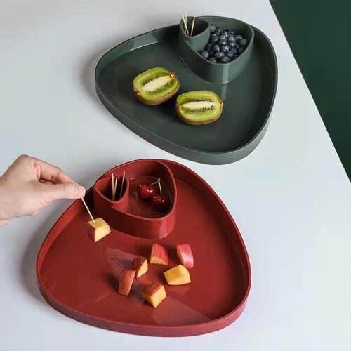 Heart Shaped Fruit Platter with Toothpick Box Serving Tray Creative Plates Storage Box Container for Snacks Nuts Desserts