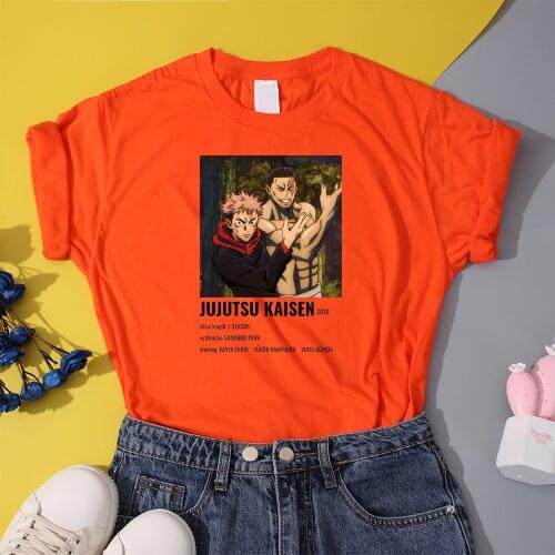 Japan Anime Jujutsu Kaisen Print T Shirts Female Urban Vogue Trend T-Shirts Fashion Funny T Shirt Summer Cotton Women Tops Tees