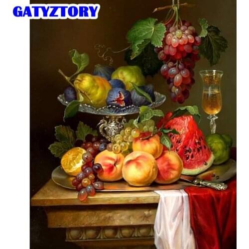 GATYZTORY Paint By Number Watermelon Grape Drawing On Canvas HandPainted Art Gift DIY Fruit Pictures By Number Kits Home Decor