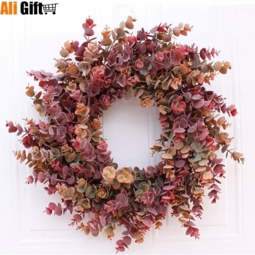Soft Eucalyptus Wreath Multicolor 46cm Door Ornaments Wall Ornaments Christmas Decoration Portable Ornaments Party Supplies