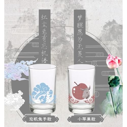 Grandmaster of Demonic Cultivation Wei Wuxian Water Cup Glass Coffee Mug Cup Gold stamping Men Women Rabbit Apple Print Cup
