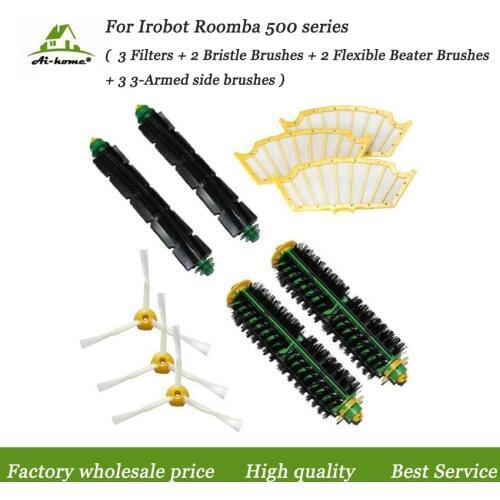 Hepa Filters Bristle & Flexible Beater Brush Side Brushes Kits for iRobot Roomba 500 Series 527 528 530 532 535 540 555 560 562