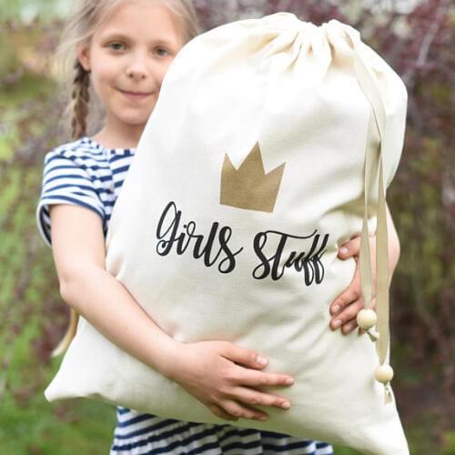 Customize logo or text kids storage Canvas toy bags Santa Sacks birthday Gift bags natural cotton drawstring storage pouches