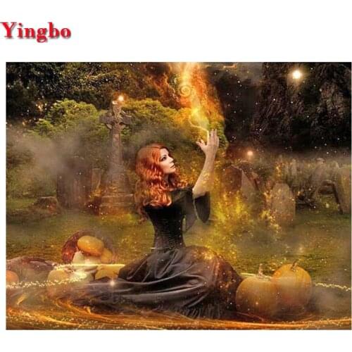 Full Square Round Drill 5D DIY Diamond Painting Witch magic halloween gift Embroidery Cross Stitch 5D Home Decor Gift