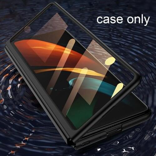 Leather Tempered Glass Full Protection Hard Case For Samsung Cover Edge For Samsung Galaxyz fold2 Plating Fold Z Case