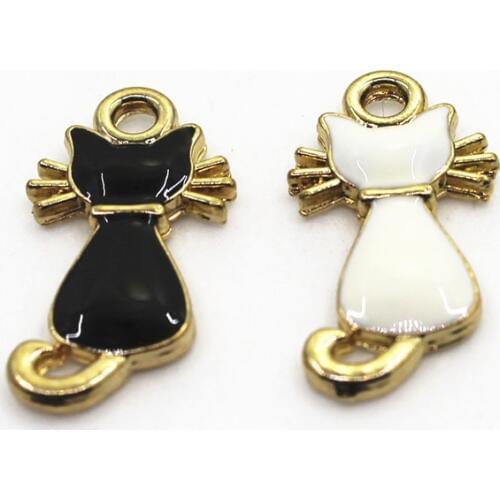 Hot Selling 10pcs Enamel Cute Cat Charms Floating Hanging Charm For DIY Necklace Dangle Charm Findings Jewelry Accessories