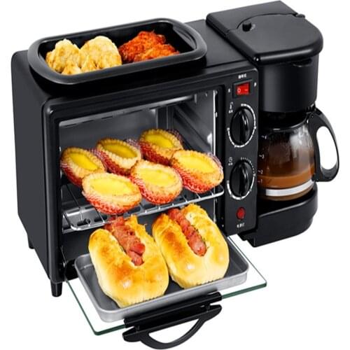Multifunctional Full Automatic Baking Machine Mini Drip Coffee Maker Frying Pan Bread Pizza Oven Toaster Breakfast Machine