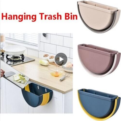 Waste Bin Hanging Trash Bin Kitchen Cabinet Door Toilet Desk Waste Storage Box Wall Mounted Folding Bathroom Large Capacity Big
