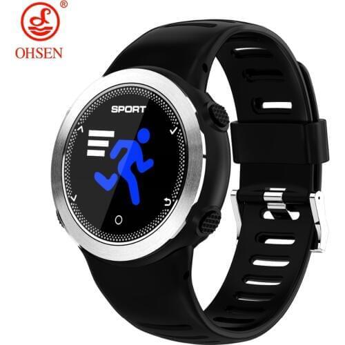 2019 OHSEN Men Smart Wristwatch Pedometers Heart rate Monitor Compass Sleeping Remote camera Alarm Fashion Silver Sport Watch