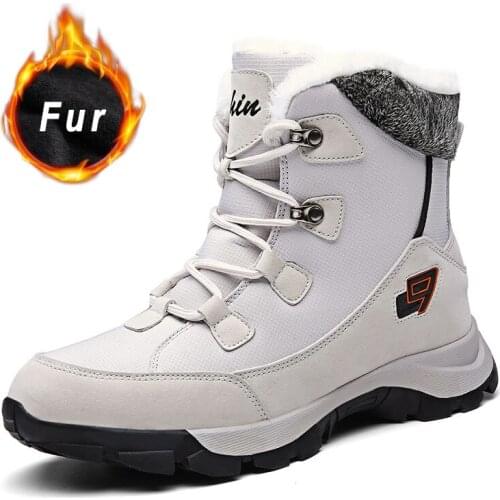 Mens neutral leather high-top sneakers boots, winter snow shoes, suitable for winter high-top couples
