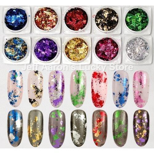 Glitter Nail Foil Gold Silver Decal Sequins Platinum Paper Metal Manicure Nail Art Decoration Supplies Tool 10 Colors Available