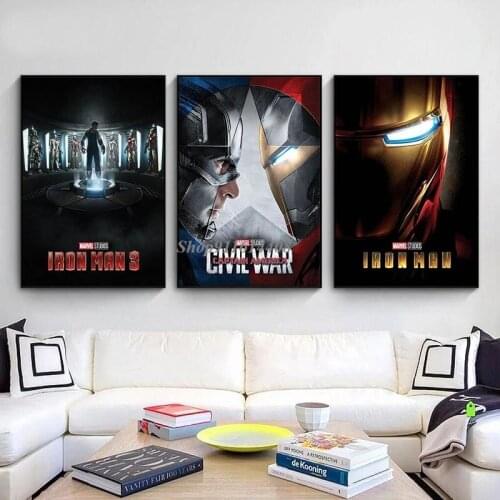 Marvel Wall Art Pictures Canvas Painting on The Wall Poster Print Captain America Movie Anime Avengers Superhero Room Decoration