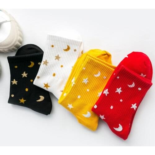 Tiny Spot Star Planet Space Cartoon Cotton Socks Harajuku Funny Womans Girls Starry Sky Funny Women Casual Street Fashion Kawaii