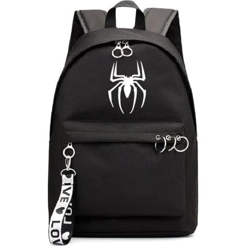 2021 New Disney Marvel Superhero Spiderman Luminous Backpack Cute Cartoon Print Student Backpack Girls Ribbon Bag