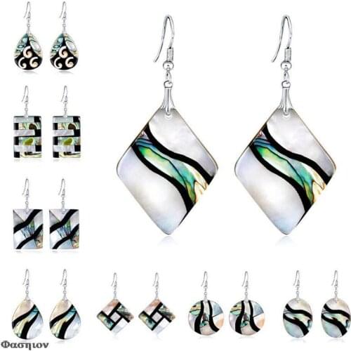 NEW Abalone Shell Thin Slices Teardrop Dangle Earring 1 Pair