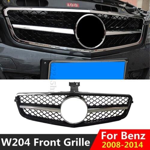 AMG Front Grille For Mercedes Benz W204 C Class 2008-2014 C180 C200 C250 C300 C350 Tuning Sport Front Grill ABS Bumper Grille