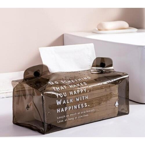 Simple PVC Car Tissue Box Clear Desktop Paper Holder Facial Tissue Dispenser Storage Napkin Case Organizer Auto Accessories