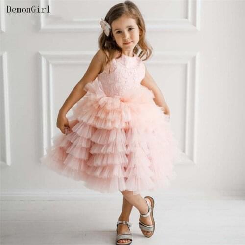 Puffy Tulle Little Princess Birthday Party Lace Top Kid Cloth Flower Girl Dresses Christmas New Year Gowns