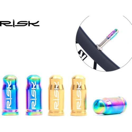 RISK 2pcs Titanium Alloy Bicycle Tire Tyre Gas Dust Cover Cap for Presta Valve MTB Road Bike French Nozzle Adapters Caps