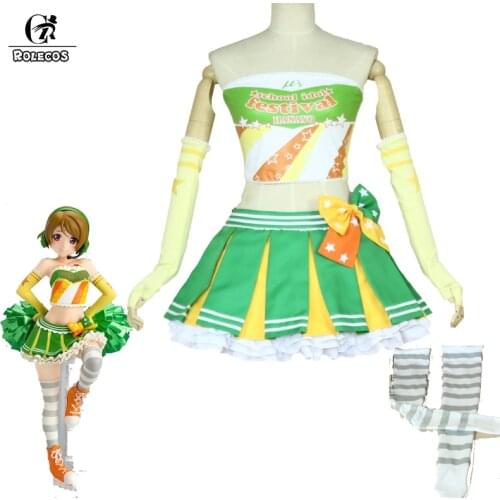 ROLECOS Anime Love Live Cheerleader Hanayo Koizumi Cosplay Costume Uniform Outfit Cheer Dress Halloween Carnival Full Set