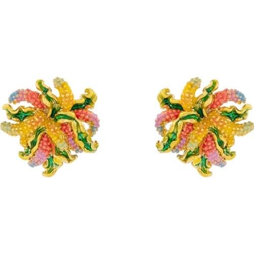 Luxury Elegant Wheat Ears Stud Earring For Women Cute Enamel Romantic Sweet Plant S925 Needle Ear Jewelry Lady Party Gift New