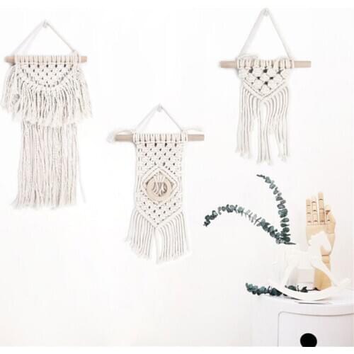 Handcraft Cotton Woven Macrame Hanging Tapestry Wedding Decorative Backdrop Living Room Home Wall Decor Art