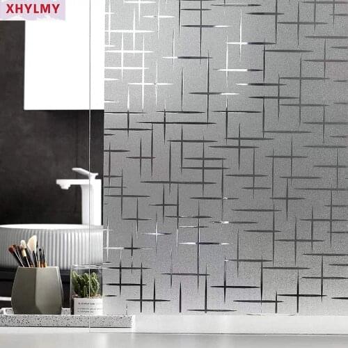 Self Adhesive Window Stickers Privacy White Cross Glass Film Static Cling Frosted Removable Home Decoration Vinyl Window Film