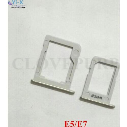 1Set Silver SIM Card Tray Holder + Micro SD Tray Slot Adapters For Samsung Galaxy E5 E500 E7 E700 Repair Parts