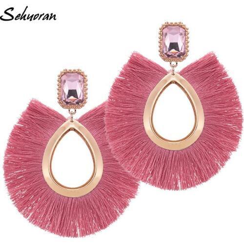 Sehuroan Tassel Earrings Oorbellen Zinc Alloy Big Drop Earrings Statement Earrings For Women Wedding Pendientes Whoelsale Gifts