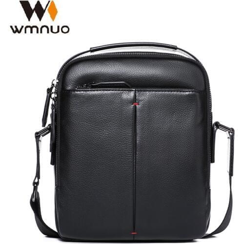 Wmnuo Shoulder Bag Men Solid Cow Original Leather Mens Bag Business Black Korean Crossbody Bag For Male Ipad Phone Hand Bags