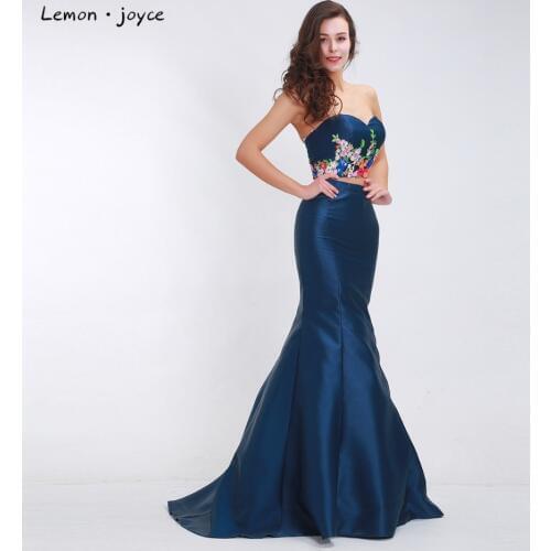 Dark Blue Evening Dresses Mermaid Long 2020 Appliques Sweetheart Two Piece Elegant Prom Dresses Sexy Party Gowns robe de soiree