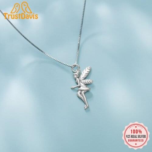 TrustDavis Fashion Real 925 Sterling Silver Sweet Beautiful Faery Charm Pendant Handmade DIY Accessories Jewelry Wholesale DZ474