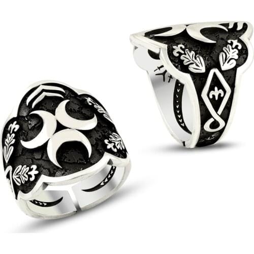 925 Silver Handmade Turkish Moon Rings for Men