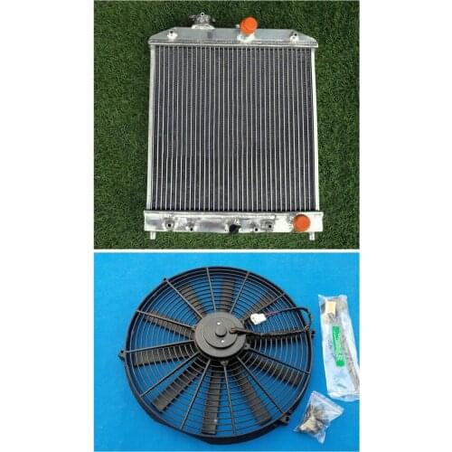 3 ROW Aluminum Radiator + Fan 1992-2000 For Honda Civic EK EG D15 D16 28MM In/Out AT 1992 1993 1994 1995 1996 1997 1998 1999