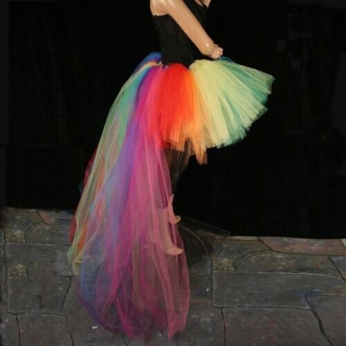 Boho Chic Mix Color High Low Tulle Skirts For Women To Photo-shoot Long Tutu Skirt Women Custom Fashion Tulle Skirt Saias