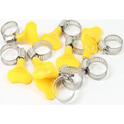 10pcs/lot 3-19mm/16-25mm/19-29mm Type Hose Clamps With handle,Plastic+Metal Hose Clamp Hoop Pipe Clips