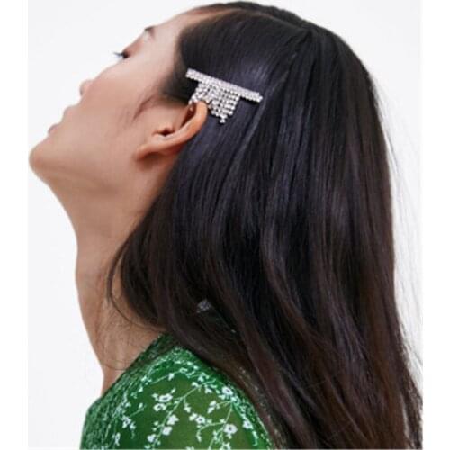 Girl Adult Women Hairpin Hair Clip Barrettes Korean Solid Zircon Rhinestone Geometric Metal Head Wear Hair Accessories-LM-W14