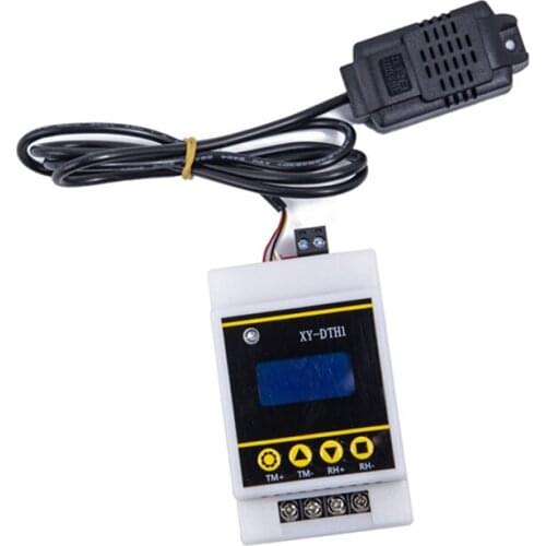 10A LCD Rail Digital Display Thermostat Temperature Humidity Controller with Sensor Dual Channel Relay Module XY-DTH1