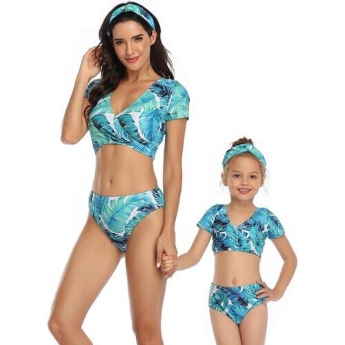 2020 New Model Parent child Swimwear Print flower Family Bikini Baby Girl Swimsuit Mommy And Me Swimwear Bathing Suit