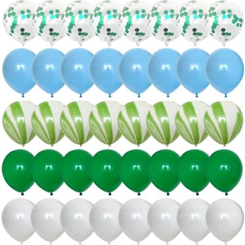 40pcs Green Balloons Set Metallic Confetti Latex Balloons Birthday Party Plant Theme Party Decoration Kids Toy Balloons Supplies